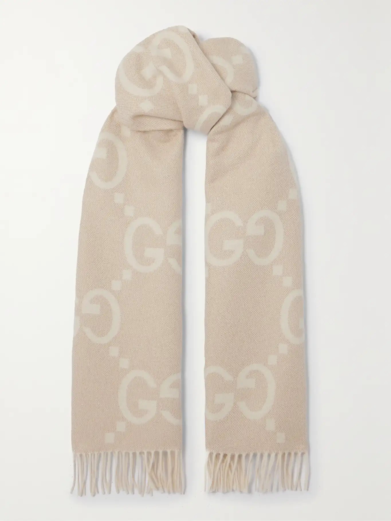 GEMUSTERT SCHAL HELL BEIGE