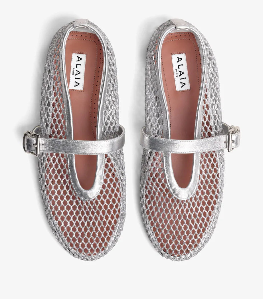 Alaï Silber Fischnetz Ballerinas