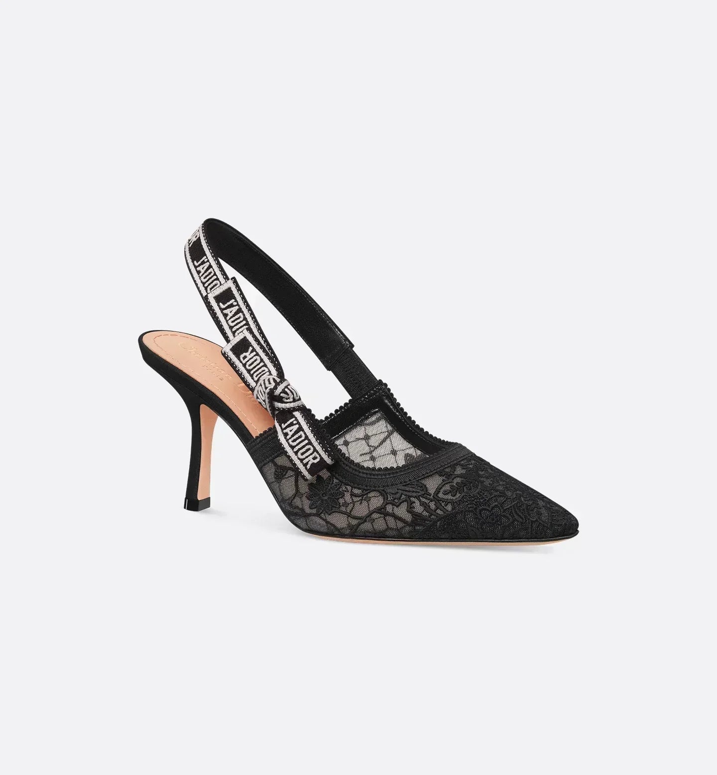 SLINGBACK PUMPS HIGH SCHWARZ SPITZEN