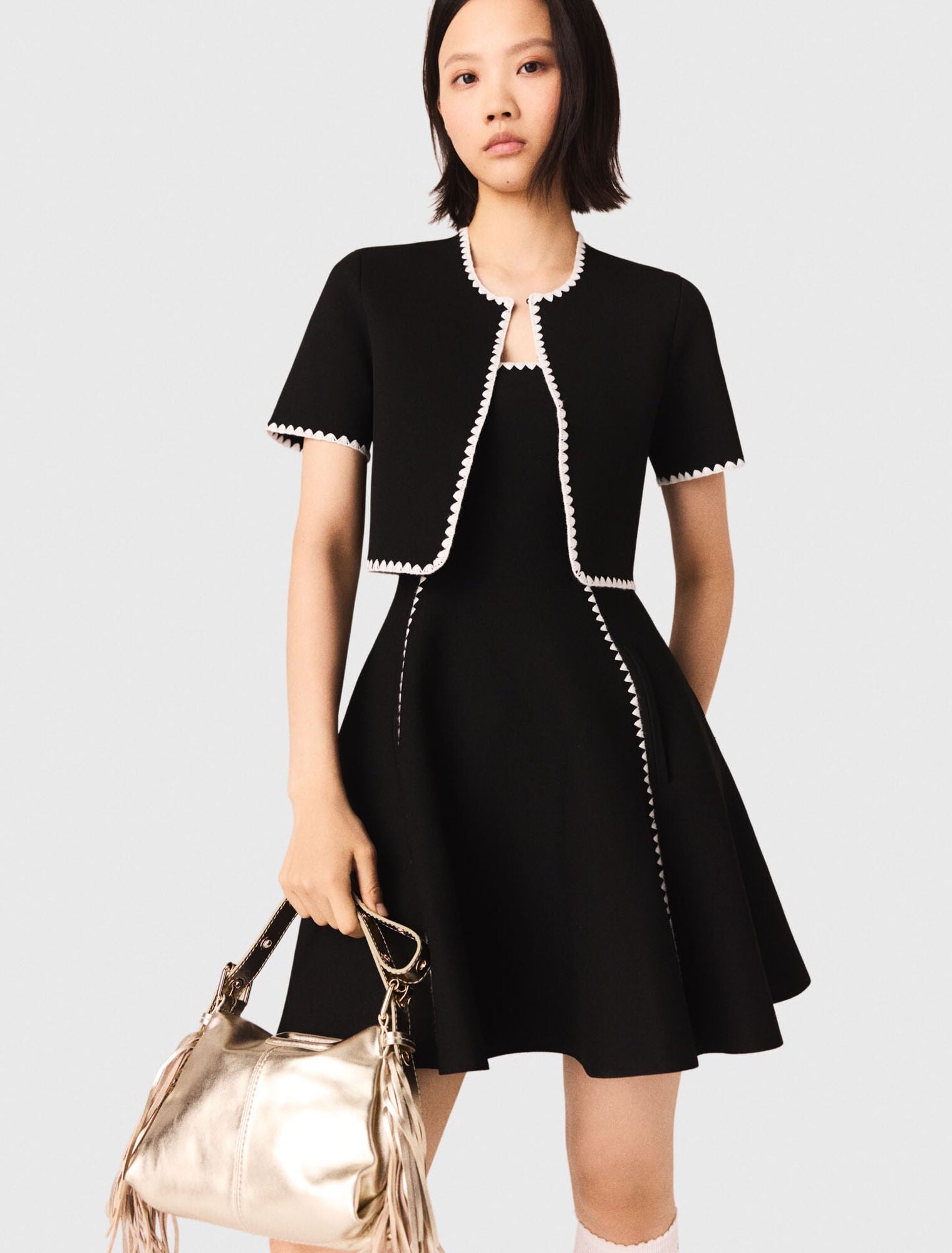 MAJE KLEID SET SCHWARZ LINIEN