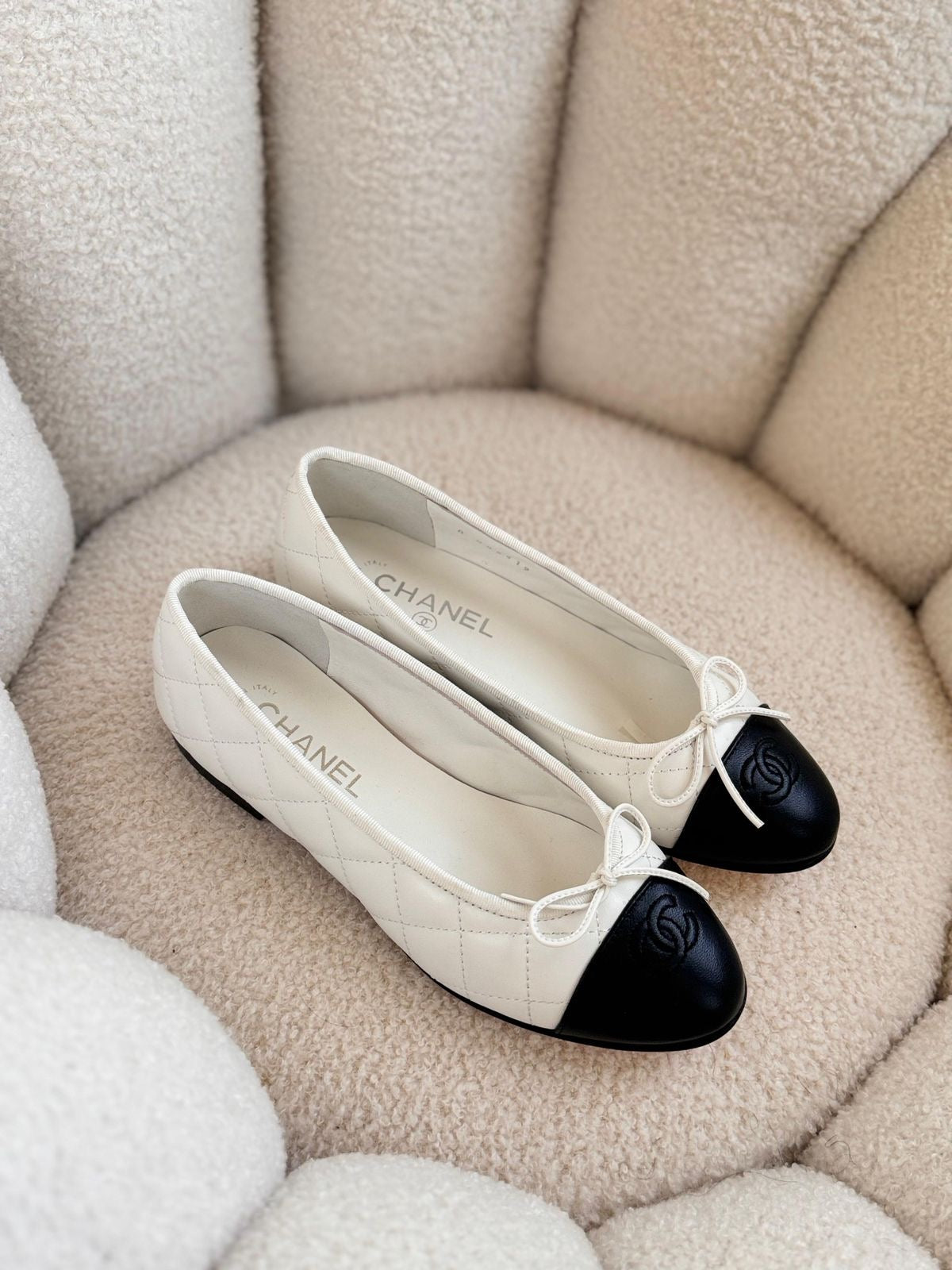 Weiß Leder Ballerinas