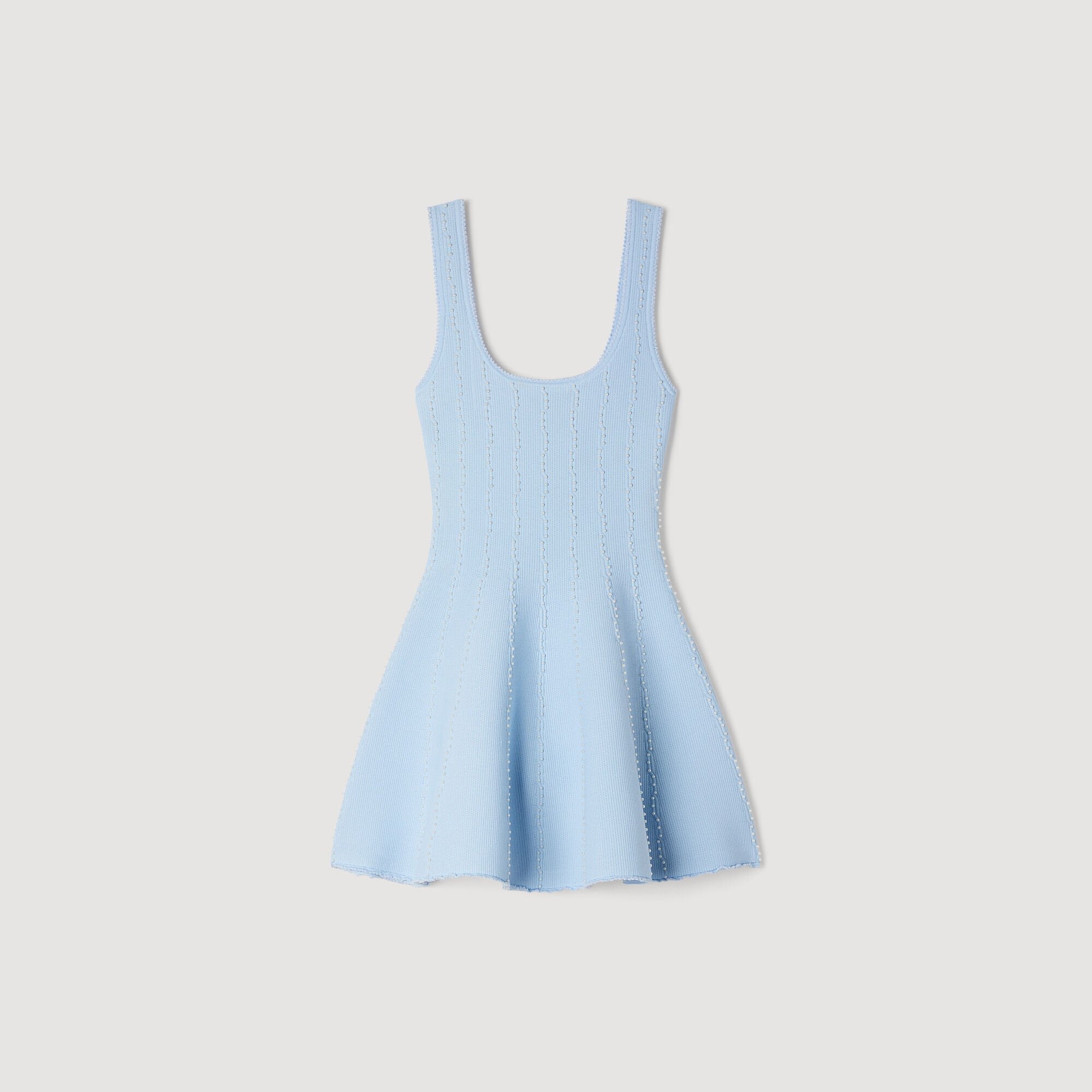 SANDRA PERLEN STRICK KURZES KLEID BLAU