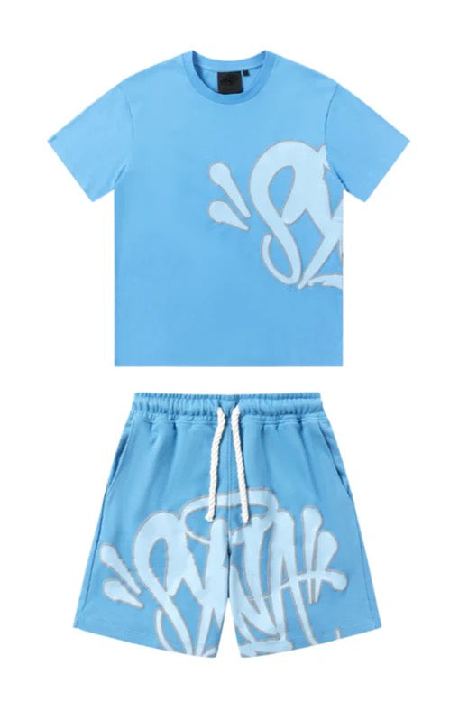 "Graffiti" Shorts-Set Babyblau
