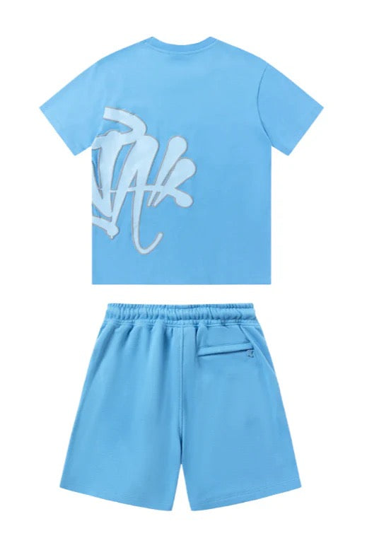 "Graffiti" Shorts-Set Babyblau