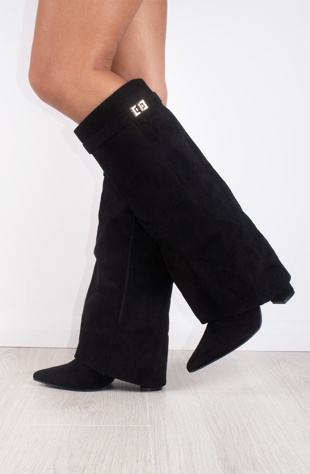 Shark Boots Kunstvelour - Schwarz