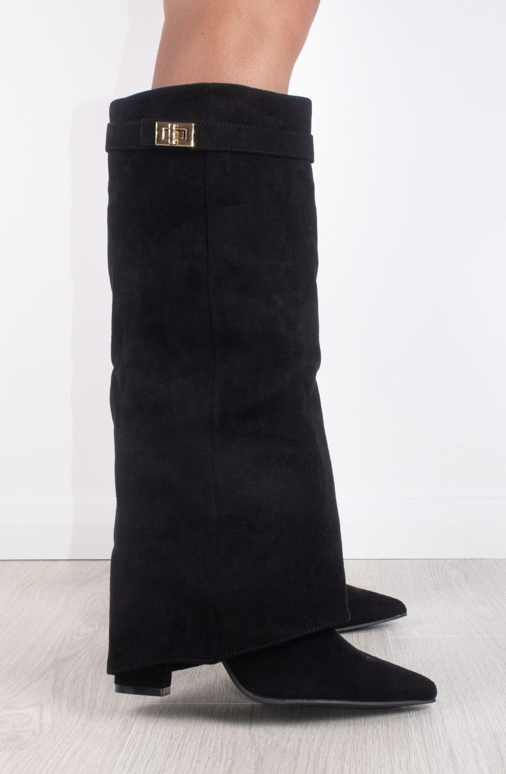 Shark Boots Kunstvelour - Schwarz