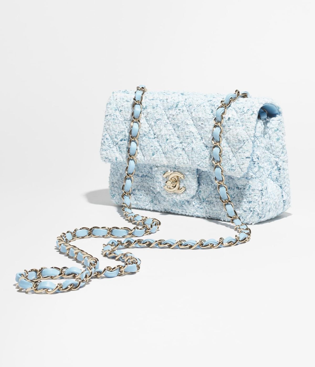 Nel Babyblau Tweed Tasche