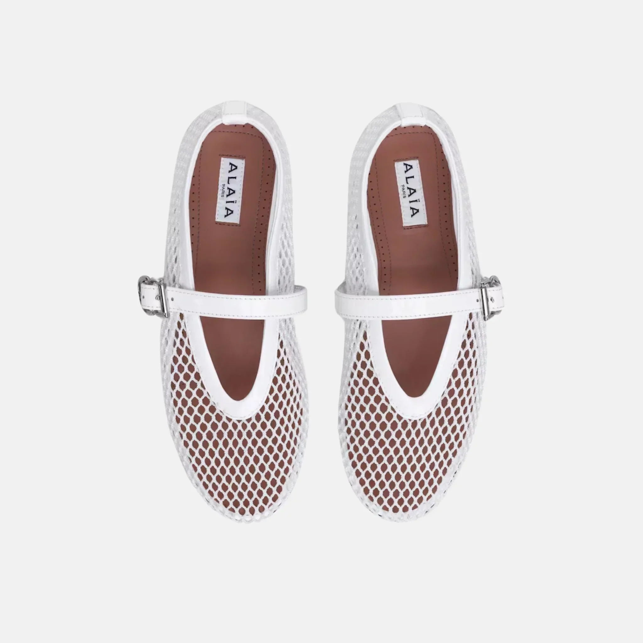 Alaï Weiß Fischnetz Ballerinas