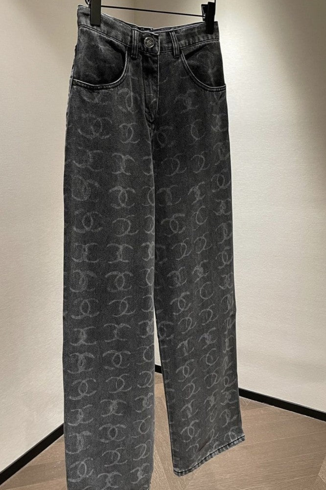 GRAU PAILLETTEN JEANS