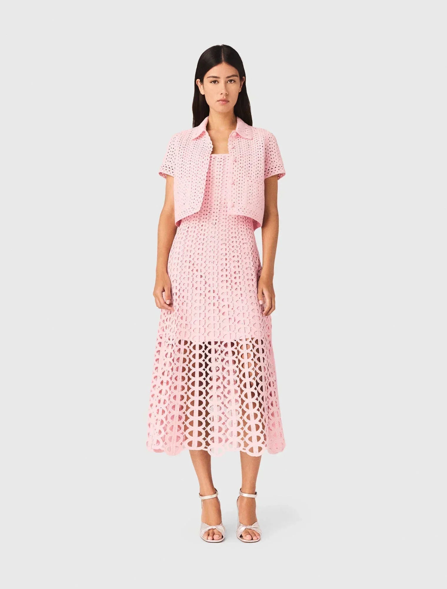 MAJE KLEID SET HÄKEL ROSA