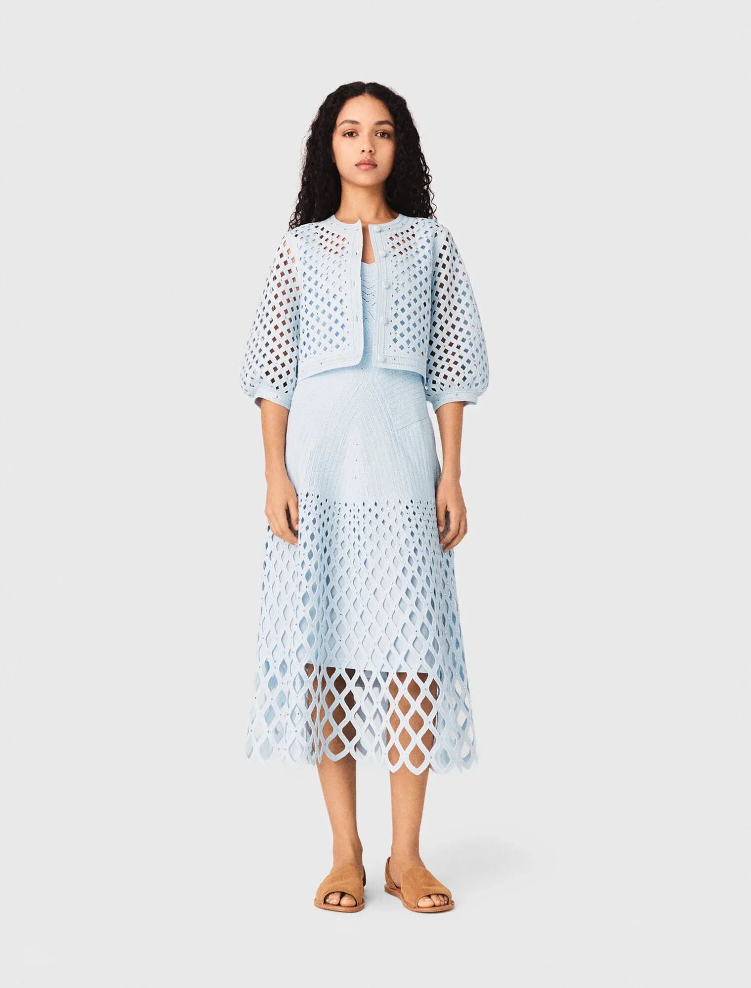 MAJE KLEID SET HÄKEL BLAU
