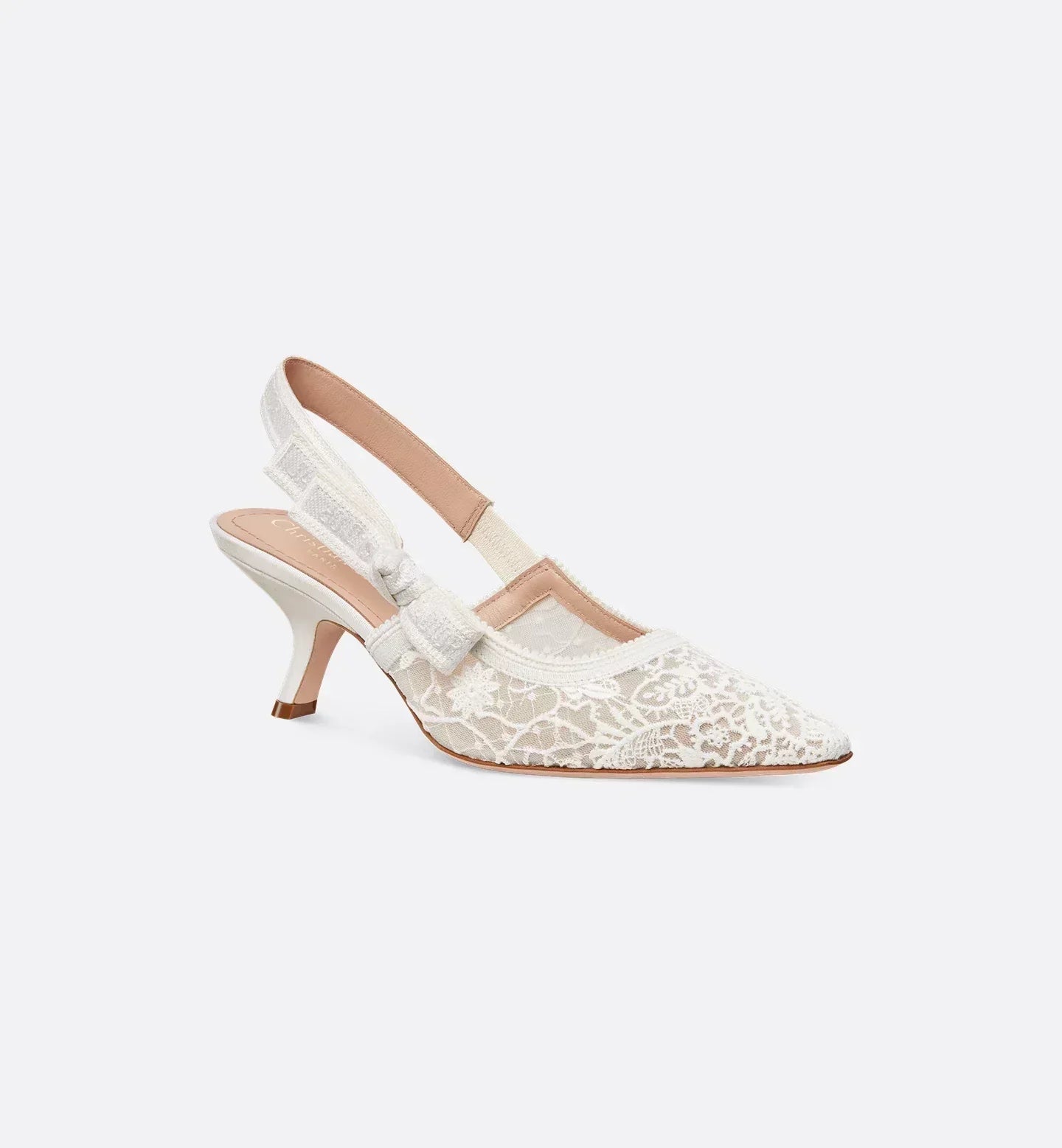 SLINGBACK PUMPS LOW WEISS SPITZEN
