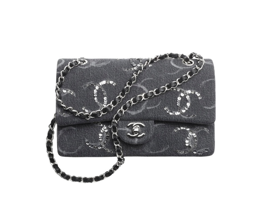 GRAU PAILLETTEN TASCHE