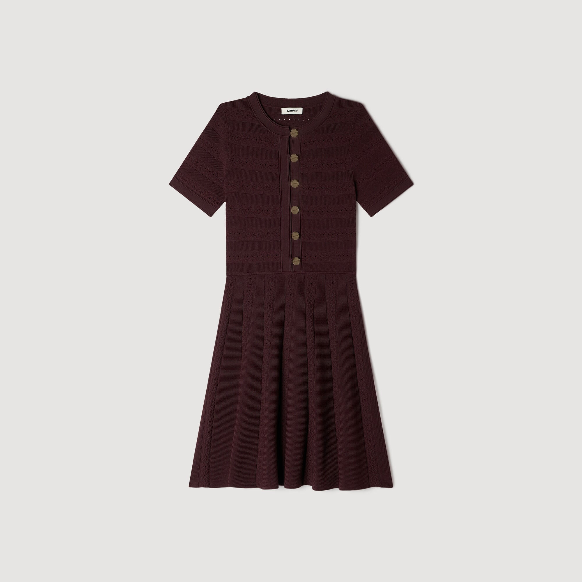 SANDRA GESTRICKT KLEID BURGUNDER