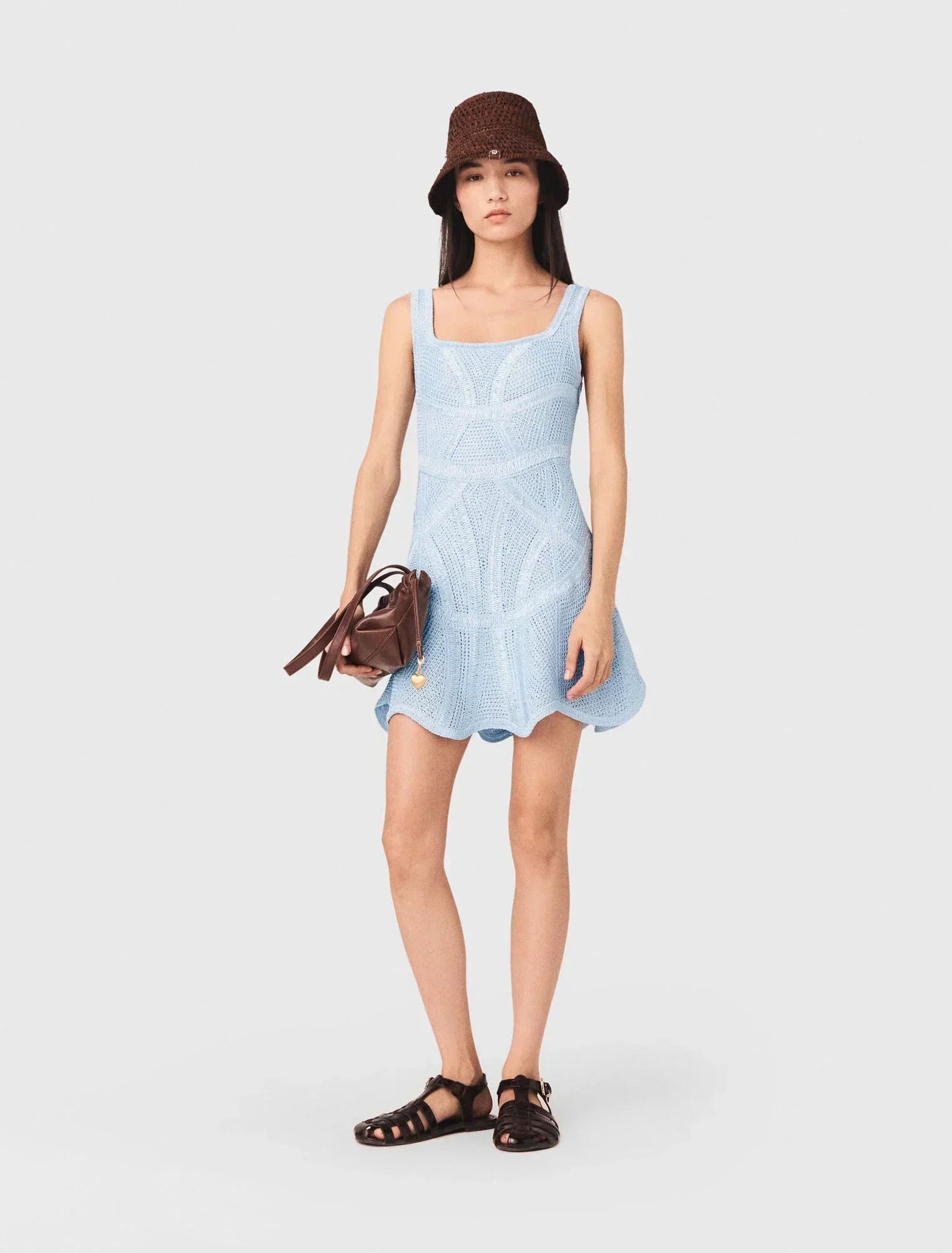 MAJE KLEID KURZ HÄKEL BLAU