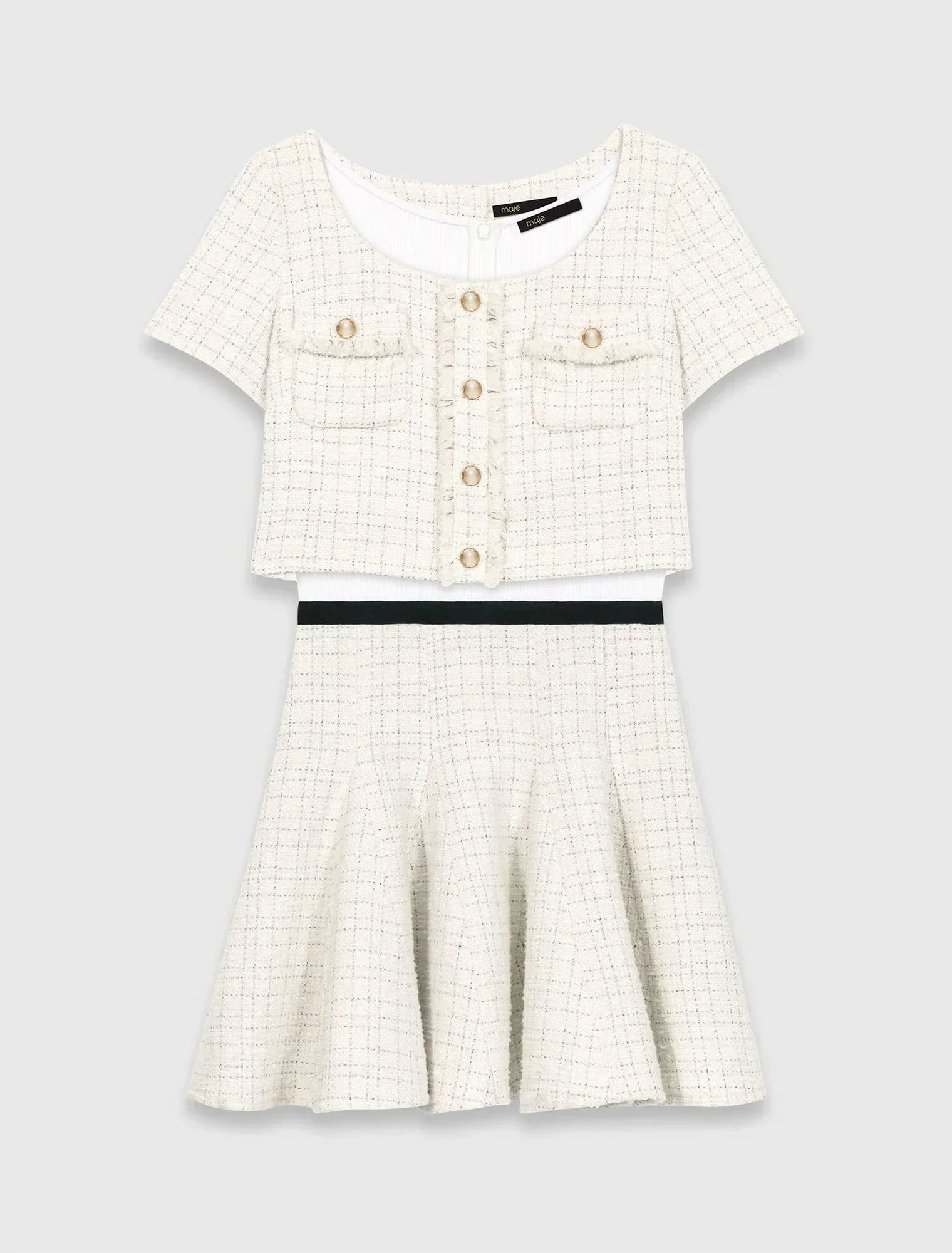 MAJE KLEID WEISS TWEED