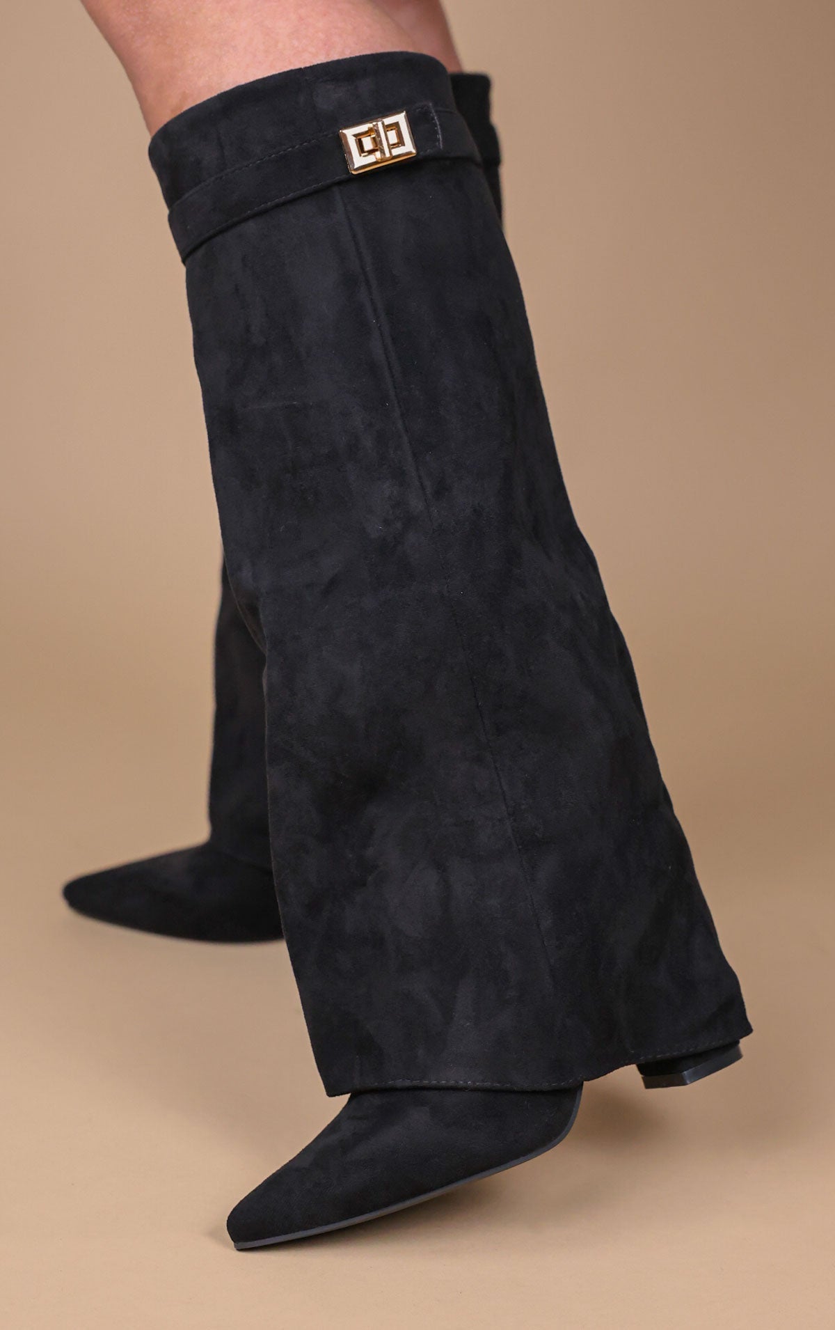 Shark Boots Kunstvelour - Schwarz