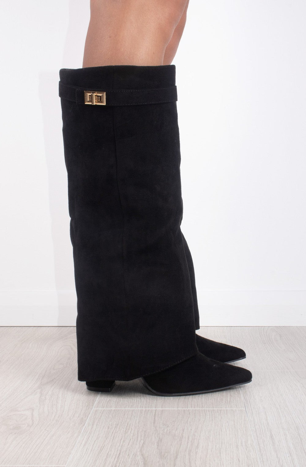 Shark Boots Kunstvelour - Schwarz