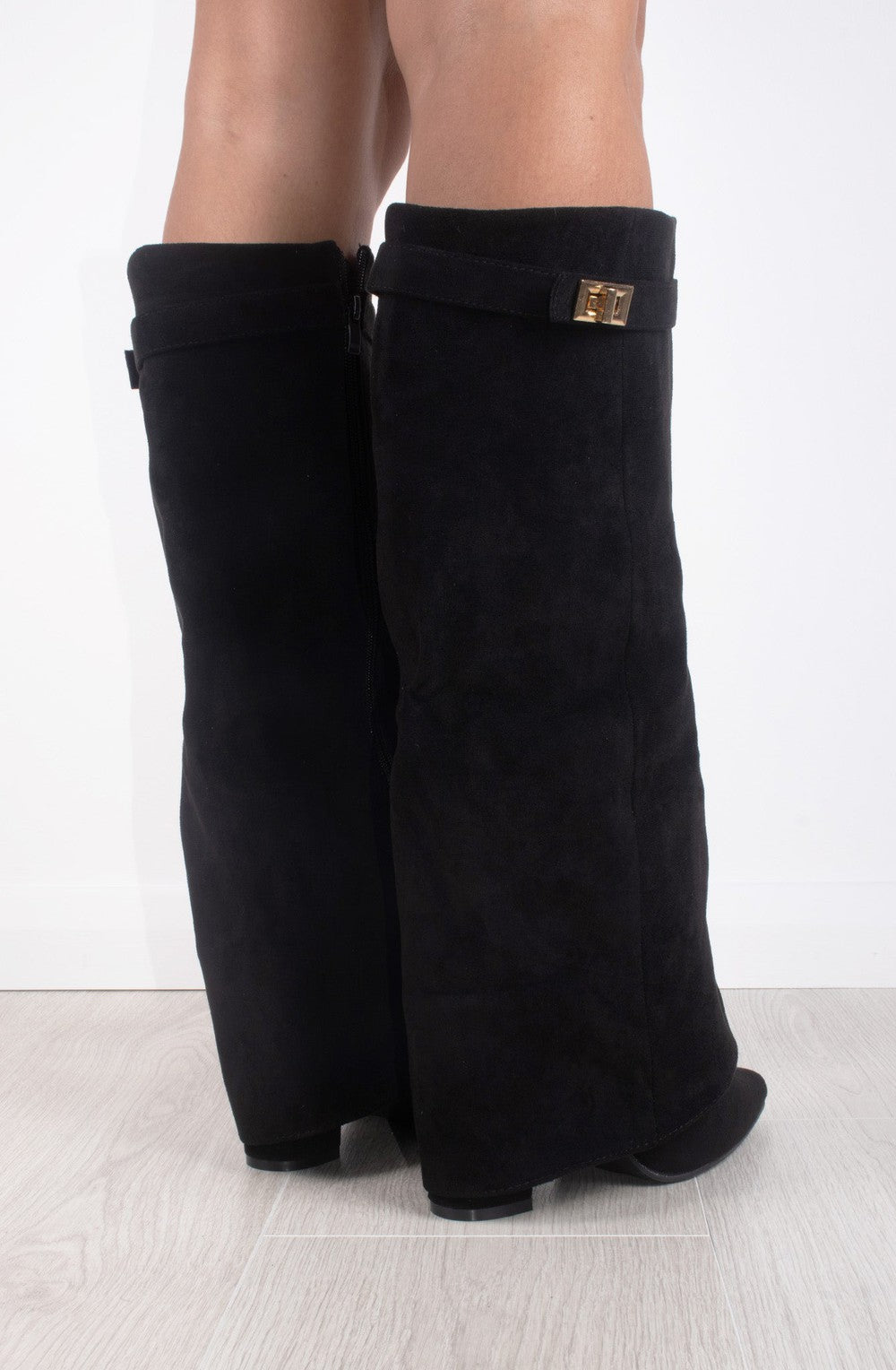 Shark Boots Kunstvelour - Schwarz