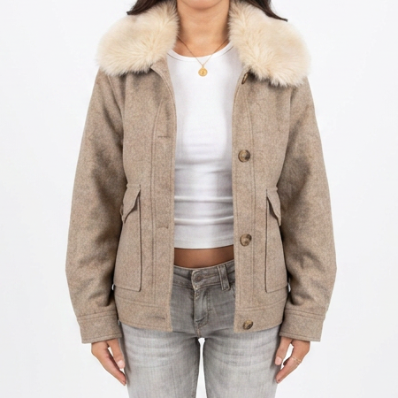 Flauschige Kragen Jacke