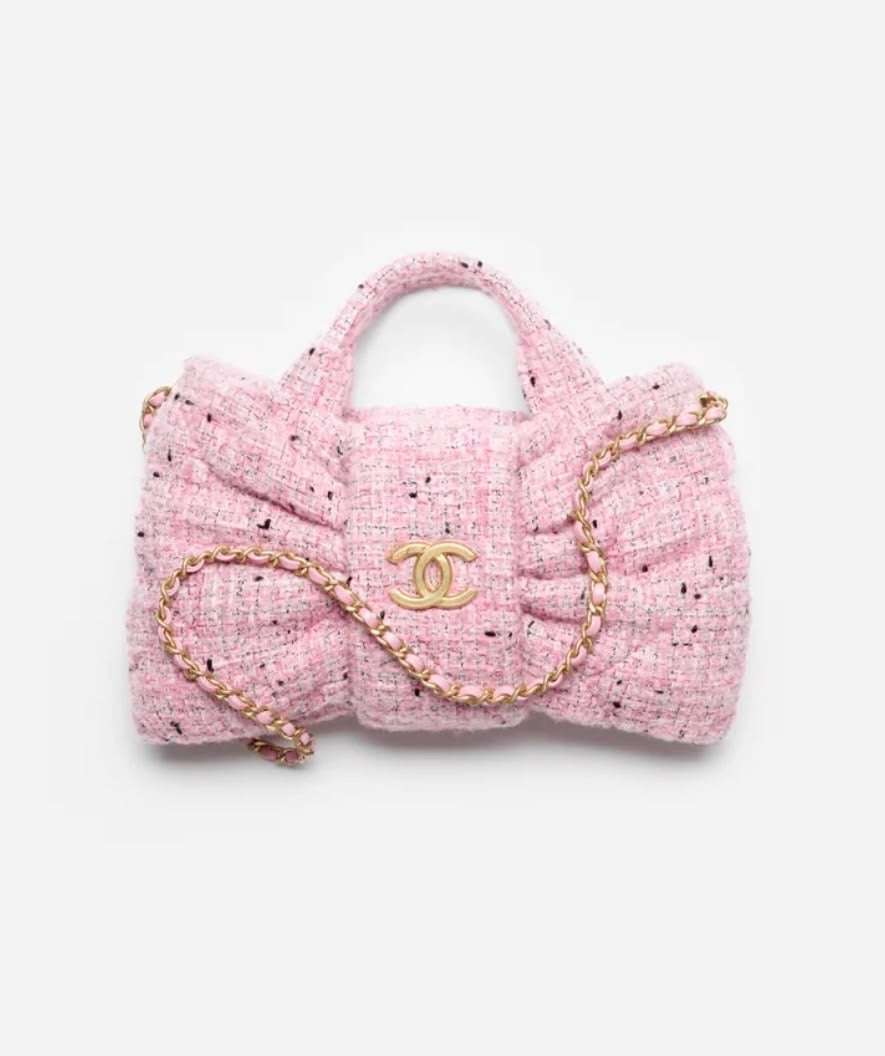 Nel Pink Tweed Schleife Tasche